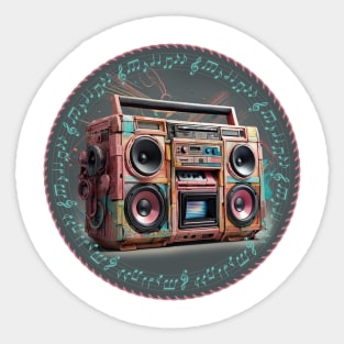 Retro Boom-Box Sticker